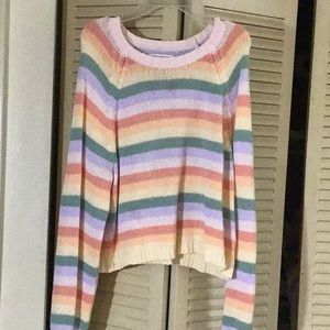 Pastel Rainbow Cropped Sweater